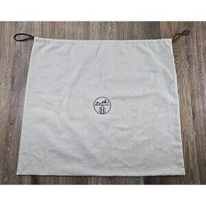 HERMES Drawstring Dust Bag Off White Herringbone Pattern 23.75" Tall x 21" Wide